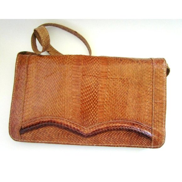 Vintage MCM Snakeskin Leather/Suede Thailand Clutch Purse with Detachable Strap - Picture 2 of 10